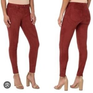 NWT Liverpool Los Angeles Madonna Skinny Suede Leggings- Deep Henna